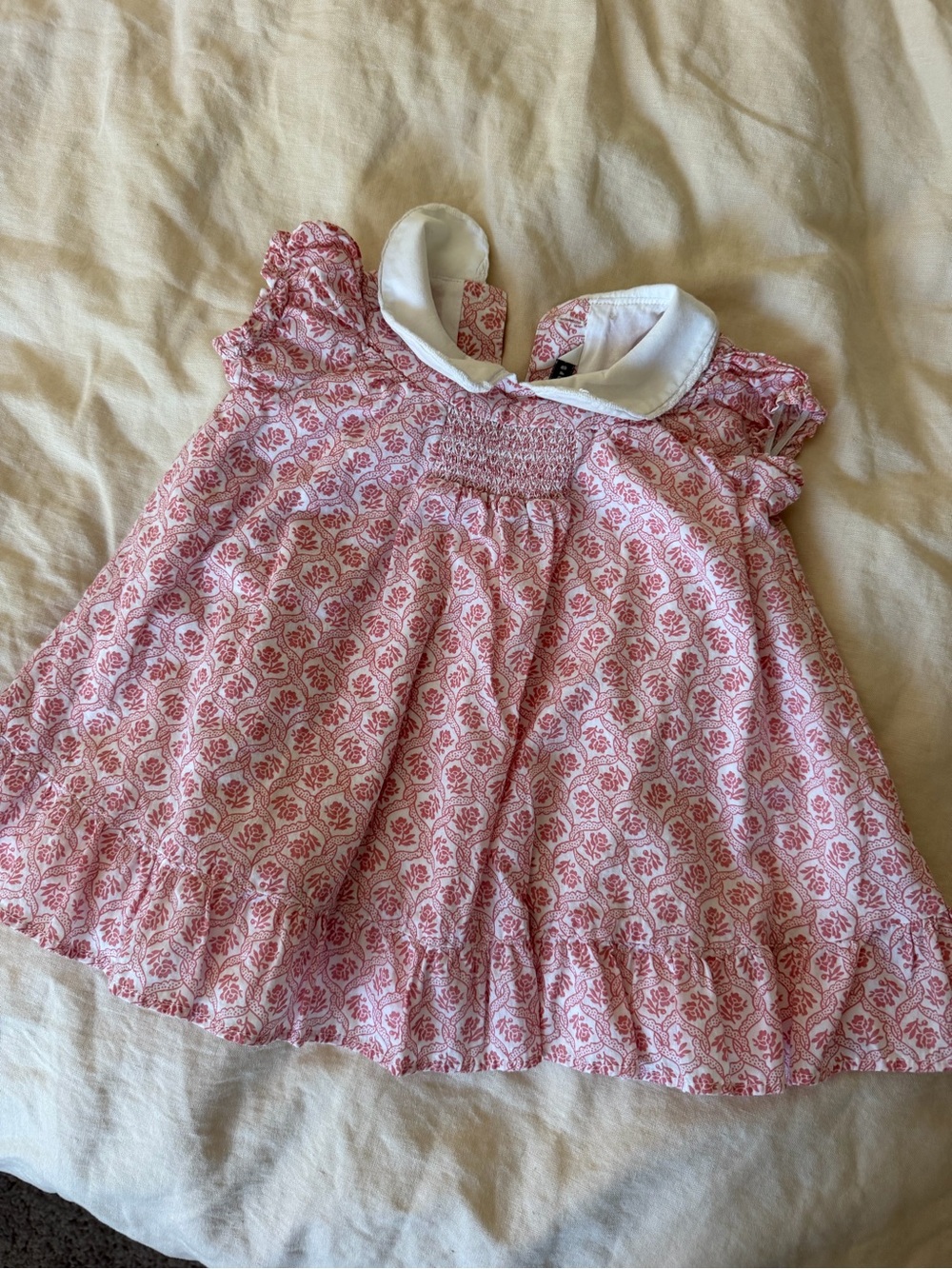 Janie and Jack Pink and White Floral Baby Dress Romper
